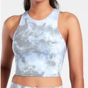 Women’s Blue Gray Tie-Dye Racerback Crop Top